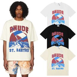 Ins Hot 23ss Spring Summer t Shirt American Luxury Rhude Skateboard Mens Designer Women Men Casual T-shirt Good Tshirt Us Size #9909 LT10 LT10 2MA5