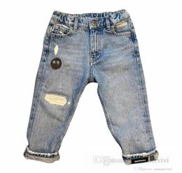 Summer boys hole cartoon jeans girls letter printed wash water denim pants designer kids clothing children soft cowboy shorts Q6675339252