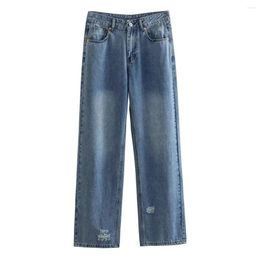 Women's Pants Withered High-waist Loose Harem Jeans Women American Retro Making Old Ripped Mom Denim