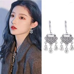 Dangle Earrings Punk Hanging Fashion Jewellery Bell National Chinese Style Gift For Girl Longevity Lock Female