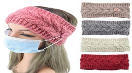Face Mask Headband With Button Winter Warm Knit Hairband Ear Protective Women Gym Sports Yoga Hair Accessories DDA5639529952