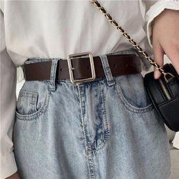 Belts Vintage Trend Alloy Women Width Square Buckle PU Leather Belt Korean Waist Strap Skirt Decorations Female Waistband