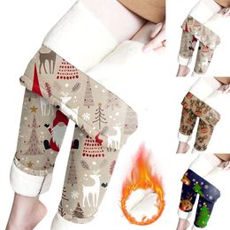 Women's Leggings Winter Thick Fleece Santa Gift High Waist Long For Women Cold Weather Thermal Underwear Bottoms