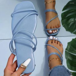 Sandals 2024 Summer Women Female Flat Concise Casual Beach Shoes Ladies Soild Color Back Strap Light Outdoors Footwear