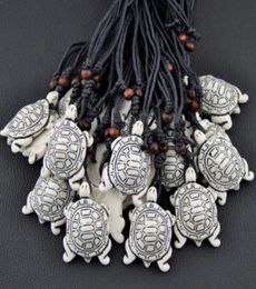Jewelry whole 12pcsLOT men women039s yak bone carved lovely white Sea Turtles charms Pendants Necklaces Gifts MN3307850331