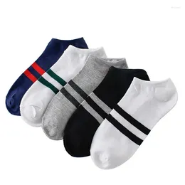 Men's Socks LKWDer 3 Pairs/Lot Cotton Stripe Boat All Seasons Summer Male Casual Harajuku Breathable Men Ankle Sock Meias