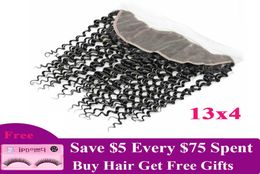 Brazilian Deep Wave Hair Ear To Ear Lace Frontal Closure Peruvian Remy Human Hair Frontal 134 Lace Frontal 124 pcs Lot9501453