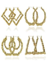 2019 2020 Fashion Jewelry Multiple Shapes Ethnic Large Vintage Gold Plated Bamboo Hoop Earrings for Women 9 Modes choice6059735