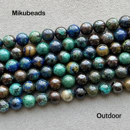 Loose Gemstones Wholesale Natural 6mm 8mm Chrysocolla Lapis Lazuli Smooth Round Bead 38cm For Making Jewellery DIY Strand