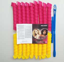 18pcs 65cm 30 Hair Curlers Spiral Curls Styling Kit No Heat Corkscrew Waves with 1 Hooks Extra Long 25 inch2663686