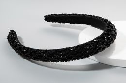Fabric handmade string crystal hair band female elegant widebrimmed ins thickened sponge head band3046538