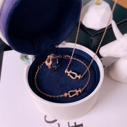 New Brand Designer Jewelry Sets Bracelet Necklace Rings Top Grade 18K Gold Women Girl party Jewelry Gift