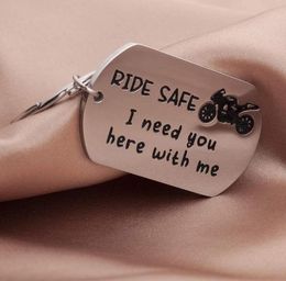Keychains Fathers Day Ride Safe Keychain Biker Motorcycle Keyring Gift For Him Boyfriend Husband Dad Couples Gifts Driver4524560