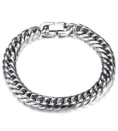 Silver Bracelets Mens Stainless Steel Chain On Hand For Man Charm Cuban Link Accessories Gifts Men PunkLink5587559