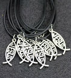 Lot jewelry whole 50pcs cool Jesus Fish Pendants Alloy charms Necklace Ichthys Jesus fish pendant necklace HJ169269649