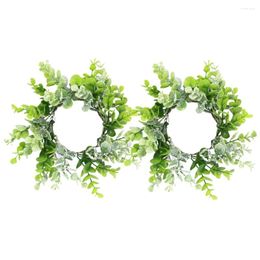 Decorative Flowers 2 Pcs Artificial Garland Christmas The Mini Leaf Wreath Iron Eucalyptus Leaves Simulation Plants