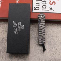 New High End CR Small Folding Knife Damascus Steel Blade CNC TC4 Titanium Alloy Handle Outdoor EDC Pocket Folder Knives Survival Gear