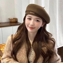 Berets 1Pc Autumn And Winter Sweet Light Luxury Wool Cap Fashion British Style Arts Culture Retro Hundred Beret