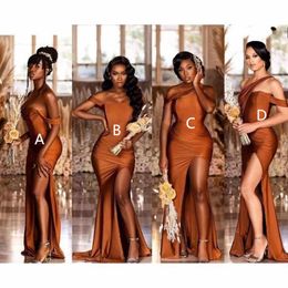 Arabic African plus size Bridesmaid Dresses Long sexy side split new bride maid Mermaid Party Dress Beautiful Bridemaid Dresses Vestido Mermaid Bridemaid Dresses