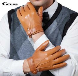 Gours Winter Genuine Leather Gloves Men New Brand Goatskin Black Fashion Driving Touch Screen Gloves Goatskin Mittens GSM0363634833