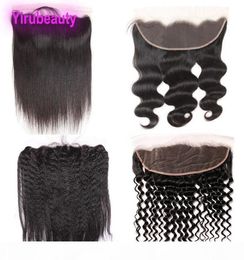 Brazilian Virgin Hair 13X4 Lace Frontal With Baby Hair Pre Plucked Ear To Ear Body Wave Straight Hair Kinky Straight Deep Wave Cur3071769