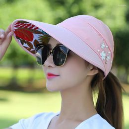 Wide Brim Hats Women Outdoor Leisure Hat Ladies Travel All-Match Sun Big Eaves Foldable Adjustable UV Protection Caps