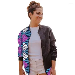 Ethnic Clothing Asymmetric Design Women's Bomber Jackets Nigeria Print Street Style Female Black/Wax Patchwork Short Coat