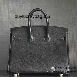 Genuine Leather Handbag Bk Handmade Togo Calf Leather Bag Lychee Pattern Genuine Leather Carrying Bag for Women Classic Black