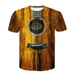 Men's T Shirts 2024 Mens 3D Musical Guitar Print Fashion Short Sleeves Rock Roll Shirt Men Tshirt Psychedelic Orchestra Clothes Harajuku