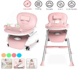 2in1 Adjustable Tray Foldable Kids Baby High Portable Multifunctional Eating Chair with Seat Wheels 636 Months L9994021