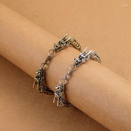 Charm Bracelets Three-dimensional Dragon Head Bracelet Jewelry For Men Trendy Personality Chinese Domineering Boyfriends Gift 2024