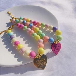Dog Collars Colorful Pet Collar Cat Pearl Necklace Heart Letters Accessories Bow Ties For Dogs