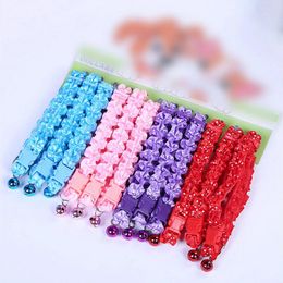 Dog Collars Pet Bell Collar Not Easy To Fade Pattern Supplies Cat Accessories Soft The Touch Spliced Webbing Macaroon