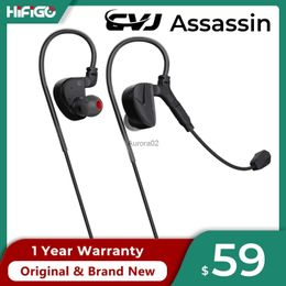 Cell Phone Earphones CVJ Assassin Gaming with Microphone 1BA+1DD Hybrid Headphone 3D vibrating Headset For PUBG LOL Apex YQ240219