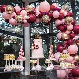 102pcs Latex Balloons Christmas Pink Burgundy Balloons Garland Arch Kit Confetti Birthday Wedding Baby Shower Anniversary Party De250E