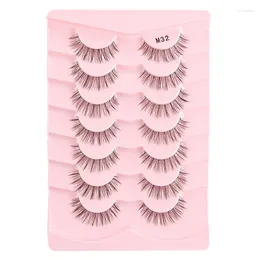 False Eyelashes Half Eey Lashes 7 Pairs Faux Transparent Stems Natural Long Reusable M32