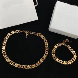 Cuba Chain Designer Jewellery Sets Necklace Bracelet Chain 18K Gold Plated With Fashion Letters For Women Men