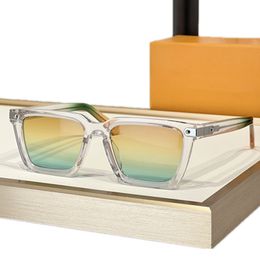 2024Summer Luxury concise square sunglasses UV400 unisex 197u 4 54-19-145 crystal frame rainbow Colour lenses dark Polarised glasses goggles fullset des case