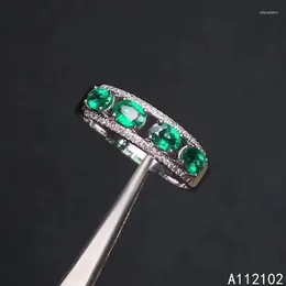 Cluster Rings KJJEAXCMY Fine Jewelry 925 Sterling Silver Inlaid Natural Emerald Girl Noble Luxury Chinese Style Ring Support Test