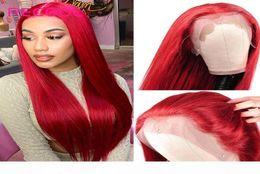 99J Burgundy Lace Front Wig Red HD Transparent Lace Front Human Hair Wigs 13X6 Brazilian Straight Coloured Human Hair Wigs Recool4486414