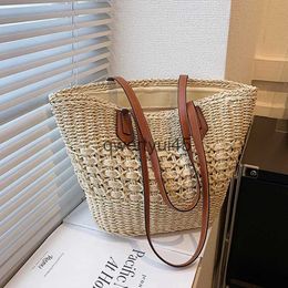 Shoulder Bags Casual Summer Beac Straw Soulder for Women Weaving Boo Bag Raan Woven Underarm andbags Large Clu Tote NewH24219
