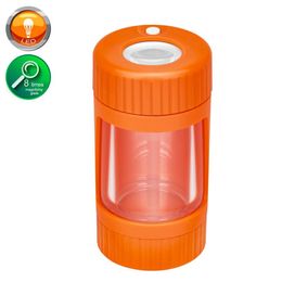 Smoking Magnifying Jar with Light and Grinder Transparent Sealed Storage Container Herb LED Stash Bottles for Cigarette Tobacco Ki3815027