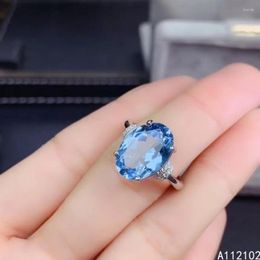 Cluster Rings KJJEAXCMY Fine Jewellery S925 Sterling Silver Inlaid Natural Blue Topaz Girl Luxury Adjustable Ring Support Test Chinese Style