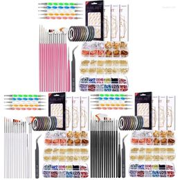 Nail Art Kits Brush 3D Decorations Pen Designer Dotting Tool Glitter Foil Tape Strip Nail-Rhinestones