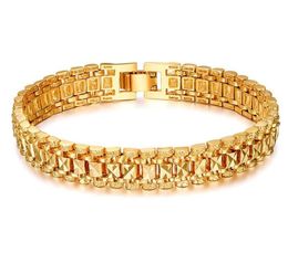 Chunky Women and Mens Hand Chain Bracelets Couple Bijoux 24K Gold Link Chain Bracelet for Women Jewelry Pulseira Masculina6364584