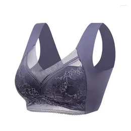 Bras L-6L Women Large Bra Push Up Ice Silk Seamless Upper Bralette Lace Wireless Summer Plus Size Top Lingerie Underwear 15019