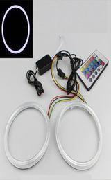 2018 New RGB Colour LED COB Angel eye Ring 60mm 70mm 80mm 90mm 100mm 110mm 120mm Remote Control Car Stying Daytime Running Light1135119