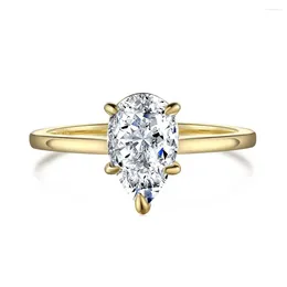 Cluster Rings 925 Sterling Silver Ring With Premium Pear Shaped Zircon Inlay Exquisite And Fashionable Closure