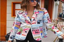 2021 Original Design Fashion Blazers Newspaper Print HighStreet Tops Women Slim Unique Clothes Spring Autumn Temperament Outwear X2520990