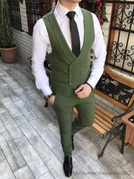 Men's Suits Blazers Custom Made Men Suits Olive Green Groom Tuxedos Notch Lapel Groomsmen Wedding Best Man 3 Pieces ( Jacket+Pants+Vest+Tie )